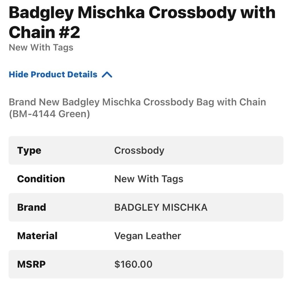 NWT Badgley Mischka Crossbody with Chain MSRP $160🔥🔥 - Picture 3 of 3